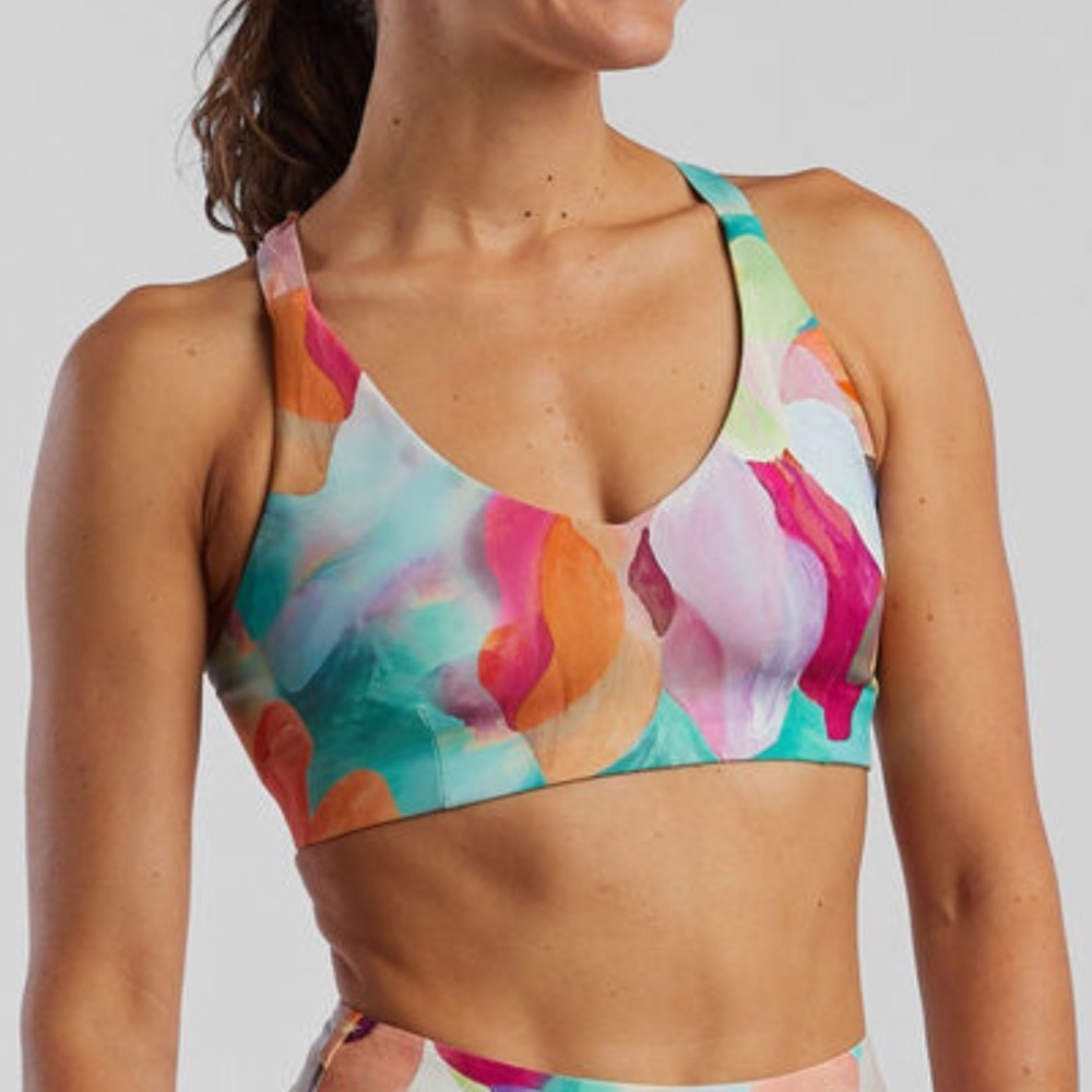 Multicolor Abstract Print Women’s Swim Top